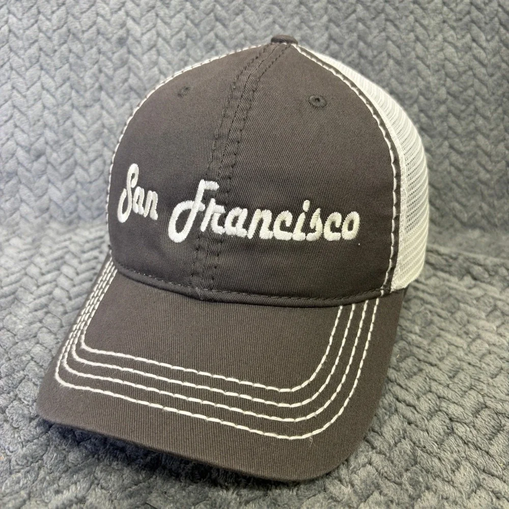 Fahrenheit San Francisco Trucker Hat Grey White Mesh Snapback Cap 5438